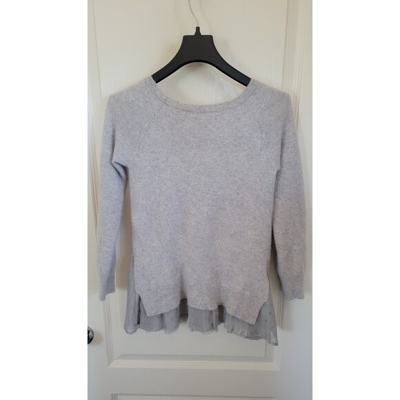 Women's Garnet Hill 100% Cashmere Gray Long Sleeve Pullover Knit Sweater - Picture 2 of 4